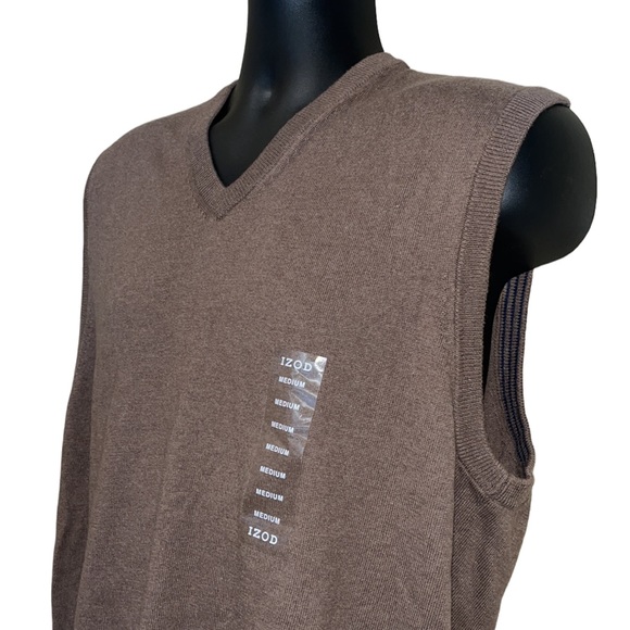 IZOD V~Neck Sweater Vest~Cotton/Wool Blend~Unisex~Grandpa Vest - Picture 2 of 6